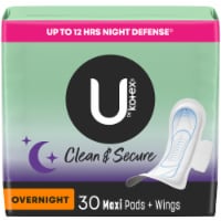 U by Kotex Clean & Secure Overnight Maxi Pads Perspective: Main