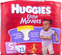 Huggies Little Movers Baby Diapers, Size 5 (27+ lbs) Perspective: front