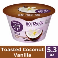 Dannon Light + Fit Toasted Coconut Vanilla Greek Fat Free Yogurt Cup Perspective: Main