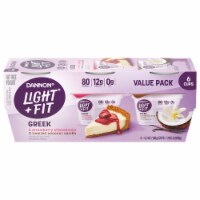 Light + Fit® Strawberry Cheesecake + Toasted Coconut Vanilla Nonfat Greek Yogurt Multipack Perspective: Main