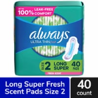 Always® Ultra Thin Fresh Size 2 Long Super Pads with Wings