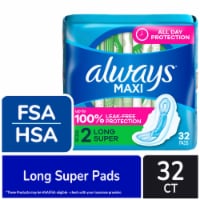 Always Maxi Pads with Wings Long Super Absorbency Size 2 Unscented Perspective: Main