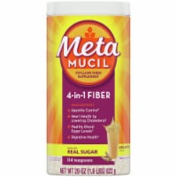 Metamucil 4-in-1 Psyllium Fiber Supplement Real Sugar Unflavored Coarse Texture Powder Perspective: Main