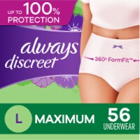 Always Discreet Size Large Incontinence Underwear, 56 ct - Fry's