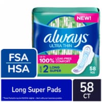 Always® Ultra Thin Size 2 Long Super Unscented Pads with Wings
