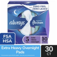 Always InFinity FlexFoam Pads with Wings Extra Heavy Overnight Absorbency  Size 5 Unscented, 22 count - Fry's Food Stores