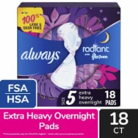 Always Radiant Size 5 Extra Heavy Overnight Scented Pads With Wings