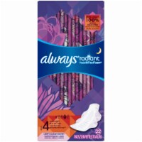 Always Radiant Size 4 Light Clean Scent Overnight Pads with Wings Perspective: Main