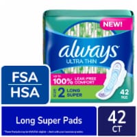 Always Ultra Thin Pads with Wings Long Super Absorbency Size 2 Unscented Perspective: Main