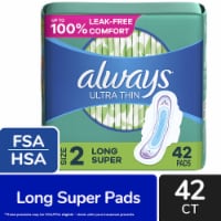 Always Ultra Thin Pads with Wings Long Super Absorbency Size 2 Unscented