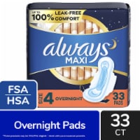 Always® Maxi Size 4 Overnight Unscented Pads with Wings