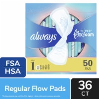 Always Infinity FlexFoam Pads With Wings Regular Absorbency Size 1 Unscented Perspective: Main