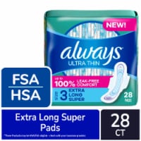 Always Ultra Thin Size 3 Extra Heavy Long Unscented Pads With Wings
