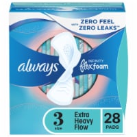 Always Infinity Size 3 FlexFoam Extra Heavy Flow Unscented Pads With Wings