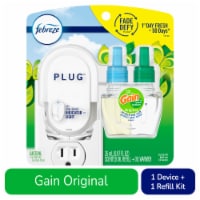 Febreze Fade Defy PLUG Air Freshener & Odor Eliminator Starter Kit with Gain Original Oil Refill