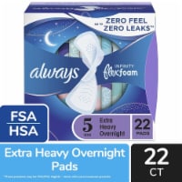 Always InFinity FlexFoam Pads with Wings Extra Heavy Overnight Absorbency Size 5 Unscented Perspective: Main