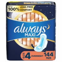 Always Maxi Size 4 Overnight Unscented Pads With Wings