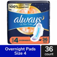 Always® Ultra Thin Size 4 Overnight Pads with Wings