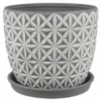 Trendspot 7008866 8 in. Dia. Tribeca Ceramic Planter, Charcoal - Pack of 2