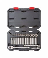 Crescent Assorted Sizes x 3/8 in. drive Metric 6 and 12 Point Socket Wrench Set 27 pc. -