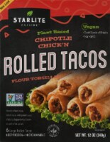 Starlite Cuisine Vegan Chipotle Style Flour Tortilla Rolled Tacos 6 Count Perspective: Main