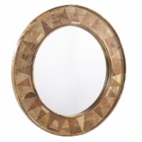 SEI Furniture Edensor Round Transitional Wood Decorative Mirror in Brown