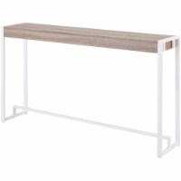 SEI Furniture Macen Wood Top Console Table in Mocha Gray and White