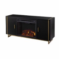 Biddenham Electric Fireplace Console with Media Storage in Black/Gold
