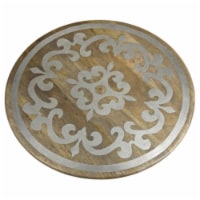 GG Collection 92761 22 in. dia. Metal-Inlaid Wood Heritage Lazy Susan