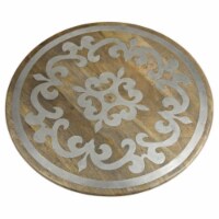 GG Collection 92761 22 in. dia. Metal-Inlaid Wood Heritage Lazy Susan