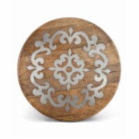 Gerson 93488 18 in. Diameter Metal-Inlaid Wood Heritage Lazy Susan