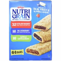 Cereal Bars Kellogg's Nutri-Grain Breakfast Bars Variety Strawberry Blueberry1.3Oz 64 Count