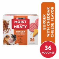 Purina Moist and Meaty Semi-Moist Dog Food Pouches Chopped Burger with Cheddar Cheese Perspective: Main