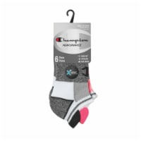 Champion® Womens Socks Performance Heel Shield 6PK CH309 White Body/Color Logos 9-11 Perspective: Main