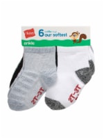 HANES®-BOYS/MEN Toddler Ankle Socks 6-pack TBCSA6 12-24 Perspective: Main