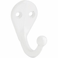 National White Single Cloth Wardrobe Hook, 2 per Card N248377