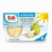 Dole® Fruit Bowls® Diced Pears With No Sugar Added Cups