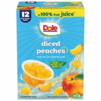 Dole Diced Peaches Fruit Bowls Snack in 100% Fruit Juice 12 - 4 oz Cups Perspective: Main
