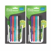 Grand Fusion Silicone Cocktail Straw 5 Pack & Brush - 2 Pack Set