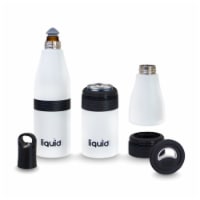 Grand Fusion Icy Bev Kooler, 3in1 Stainless Bottle & Can Insulator with Opener - White