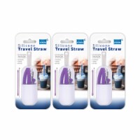Grand Fusion Reuseable Silicone Travel Straw & Brush 3 Pack - Purple