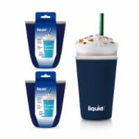 Grand Fusion Reusable Neoprene Coffee Cup Sleeve. Slushie-Sleeve 3 Pack Set (Dark Blue)