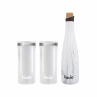 Grand Fusion Wine Carafe & Beer Slim Can Koozie White Marble