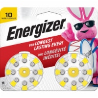 Energizer Hearing Aid Batteries Size 10 Yellow Tab 16 Pack