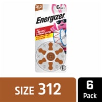 Energizer Hearing Aid Batteries Size 312, Brown Tab, 6 Pack Perspective: Main