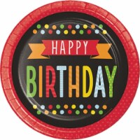 Creative Converting Celebrations Polka Dot Happy Birthday Dinner Plate Perspective: Main