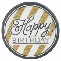 Creative Converting Black and Gold Happy Birthday Dessert Plates Perspective: Main