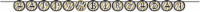 Creative Converting Happy Birthday Ribbon Banner - Black / Gold Perspective: Main