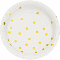 James Paul Products Foil Stamp Lunch Plates - 8 Pack - White/Gold Perspective: Main
