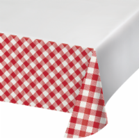 Creative Converting Gingham Design Tablecloth - White/Red Perspective: Main